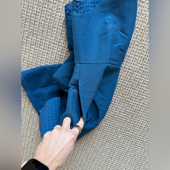 J Crew Peacock Blue Cotton & Silk A-line Fit & Flare Dress Pockets size 2 Petite - Picture 7 of 8